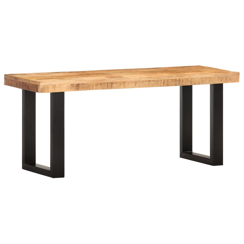 Klupa od grubog masivnog drva manga i čelika 110 cm