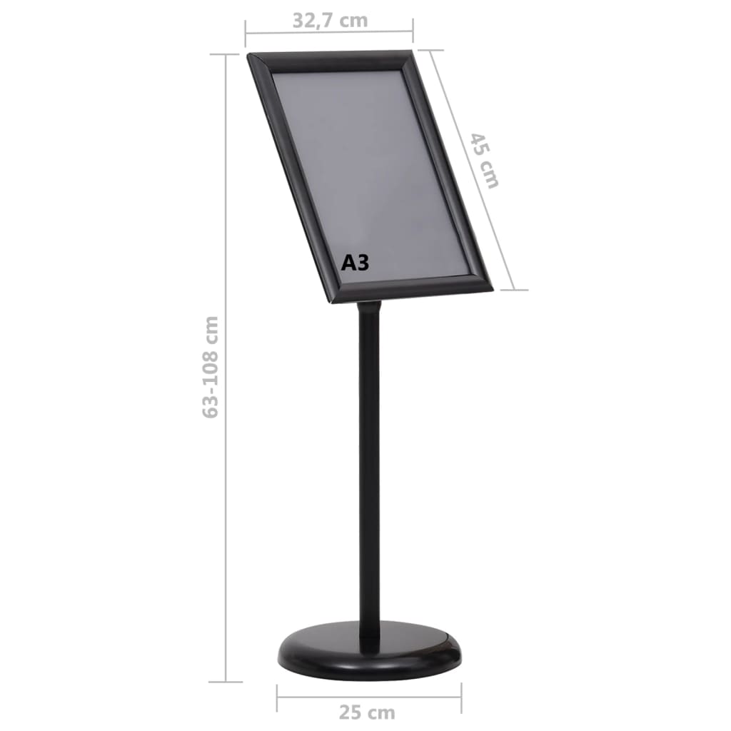 Stalak za plakate A3 s postoljem crni od aluminijske legure