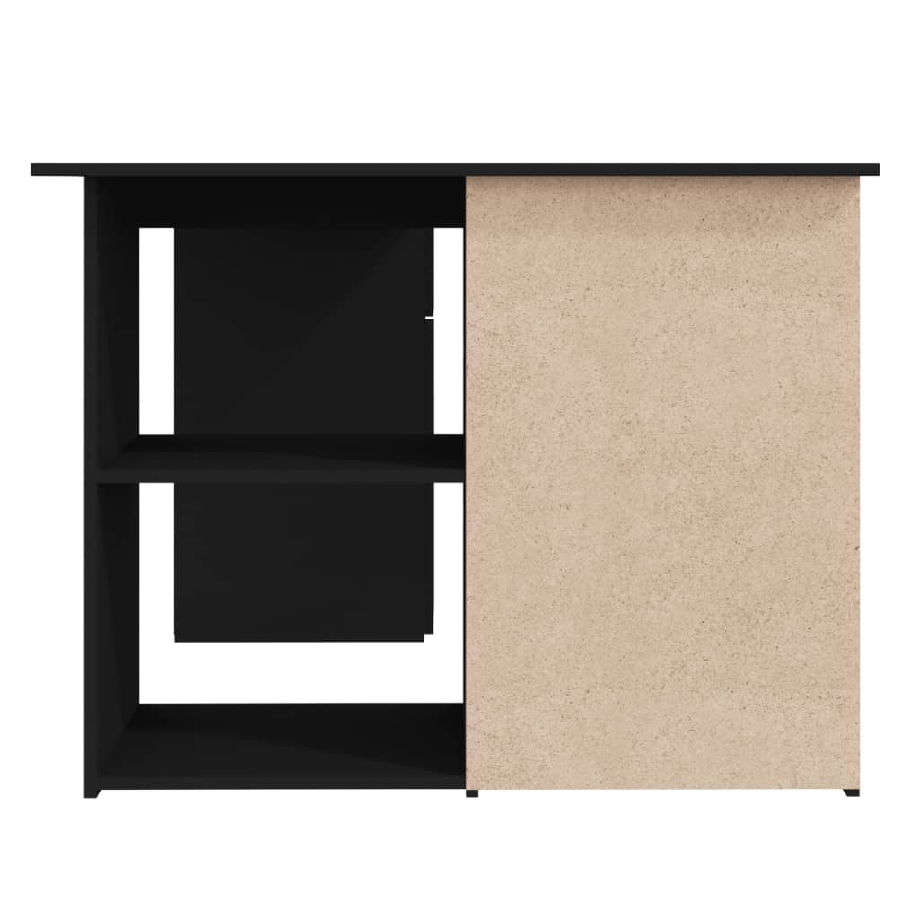 Kutni radni stol crni 145 x 100 x 76 cm konstruirano drvo