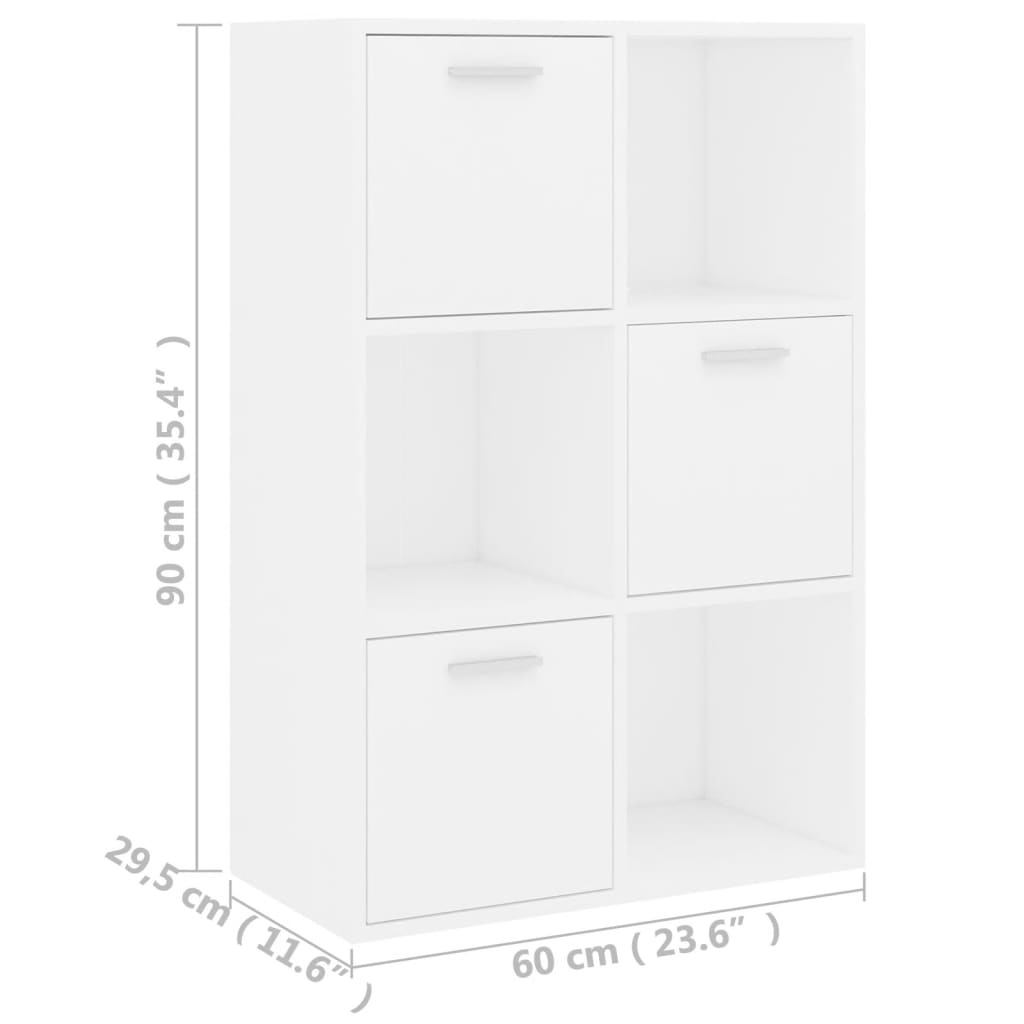 Ormarić za knjige bijeli 60 x 29,5 x 90 cm konstruirano drvo