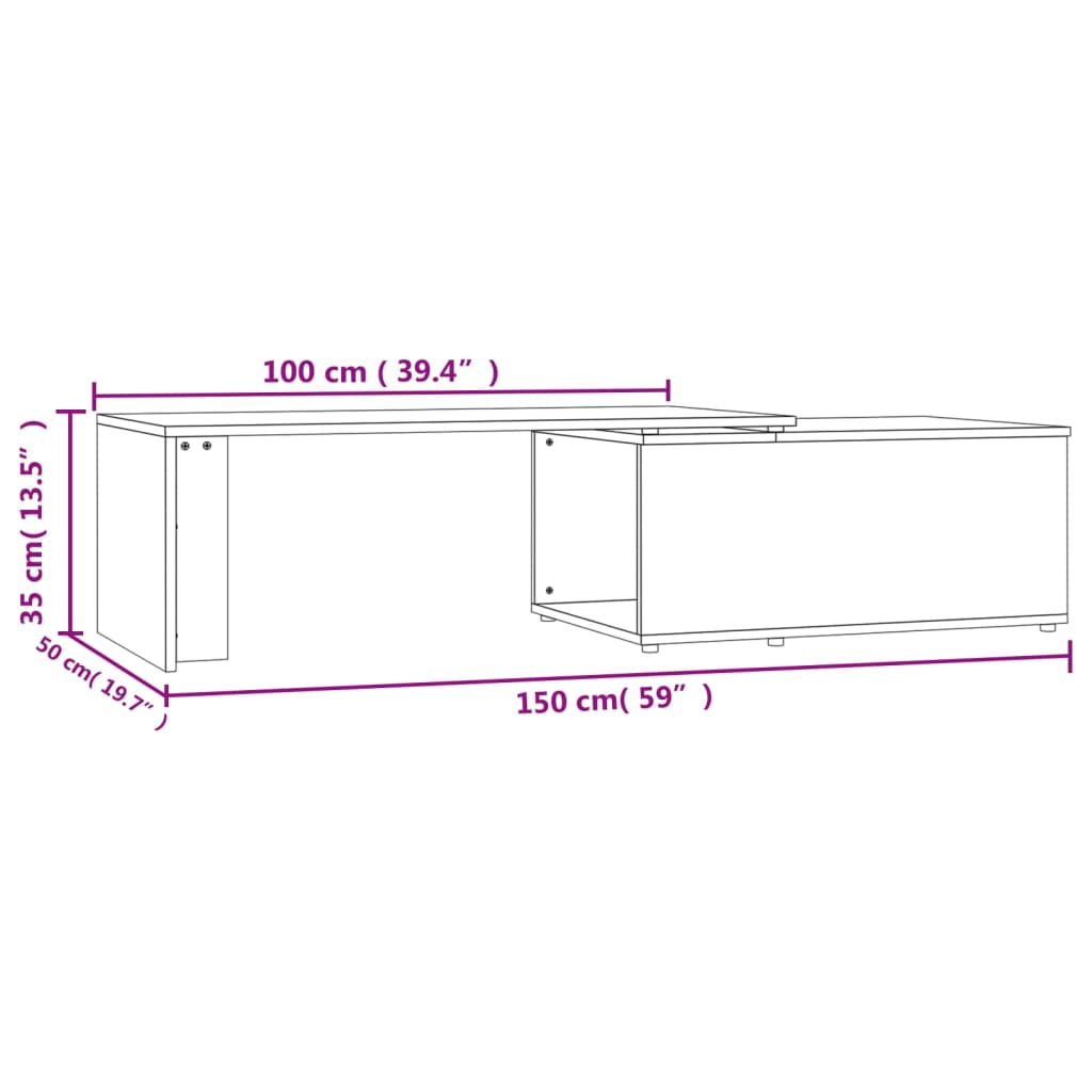 Stolić za kavu siva boja betona 150 x 50 x 35 cm od iverice