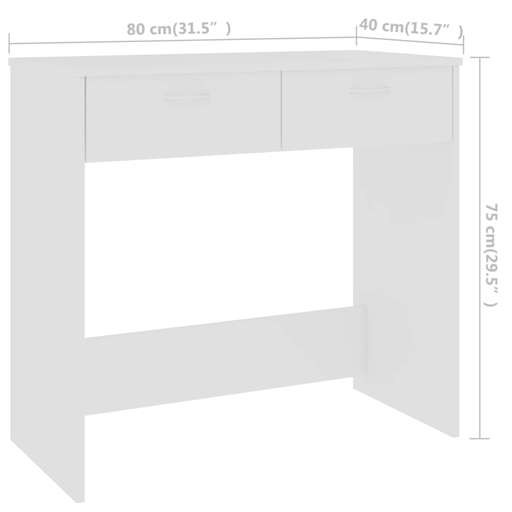 Radni stol bijeli 80 x 40 x 75 cm od konstruiranog drva