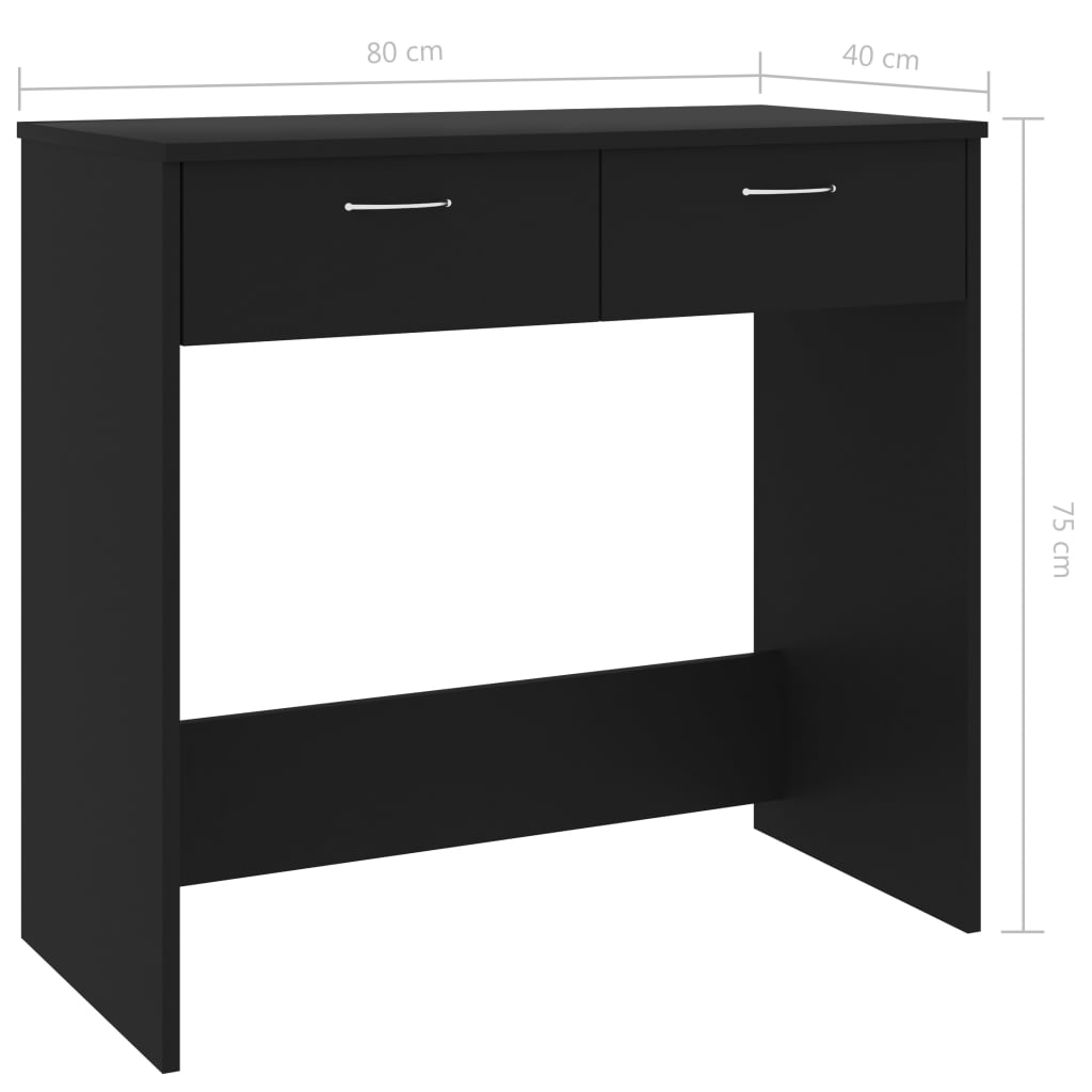 Radni stol crni 80 x 40 x 75 cm od konstruiranog drva