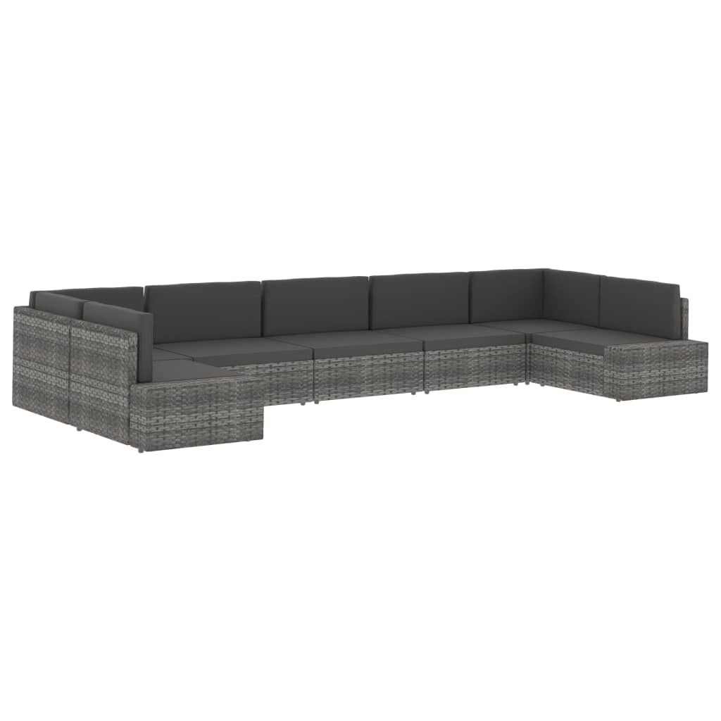 Modularna srednja sofa od poliratana crna