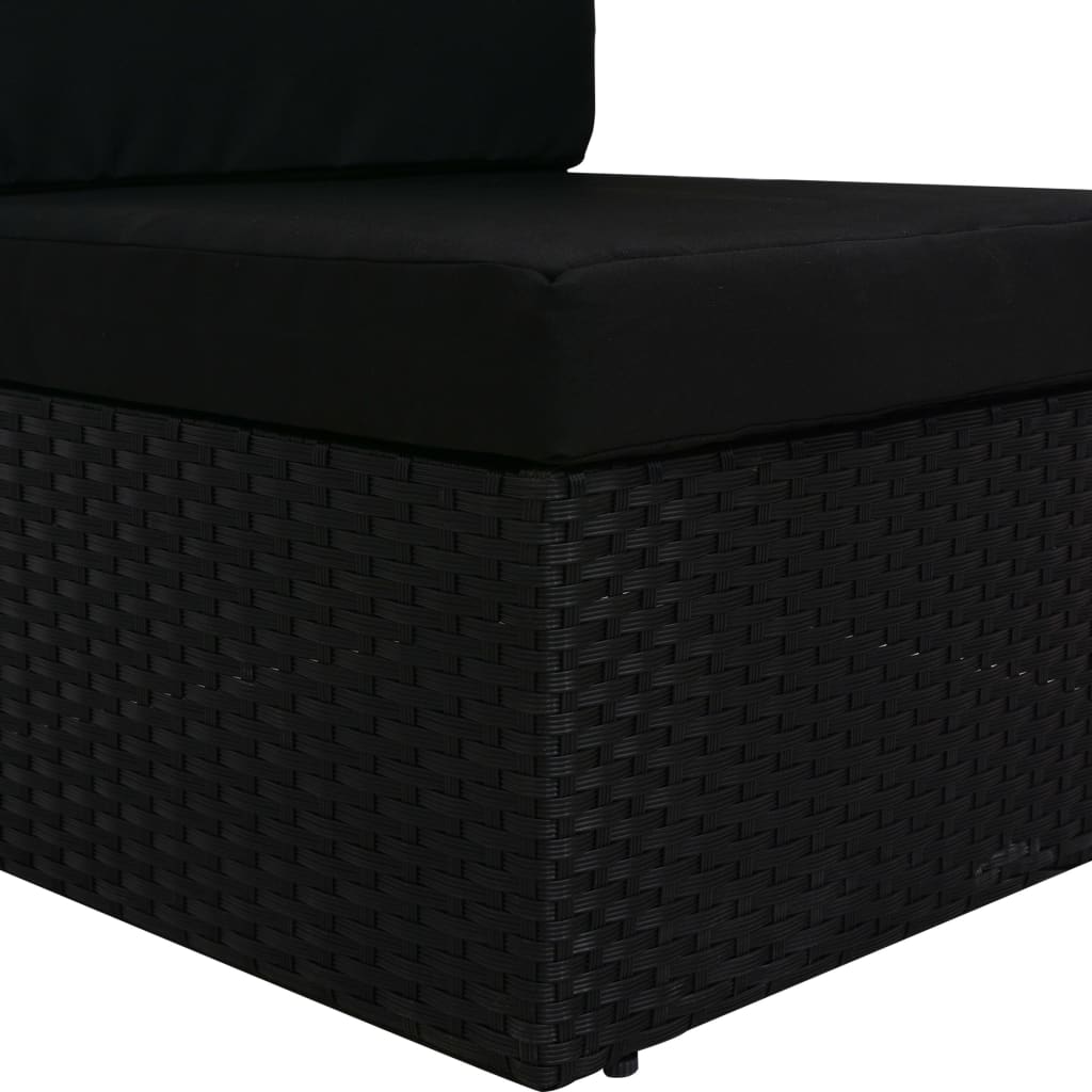 Modularna srednja sofa od poliratana crna