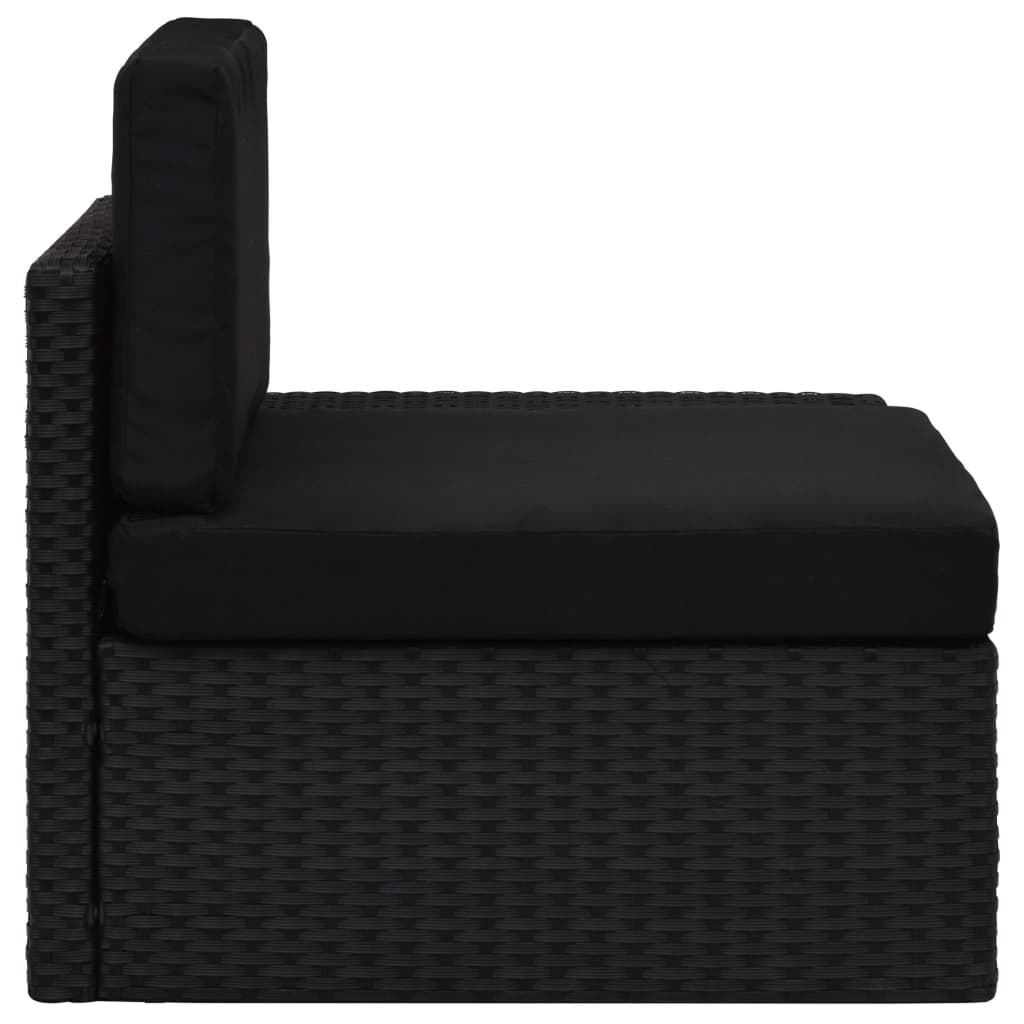 Modularna kutna sofa od poliratana s lijevim naslonom crna