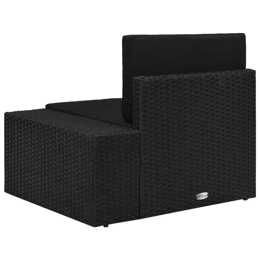 Modularna kutna sofa od poliratana s lijevim naslonom crna