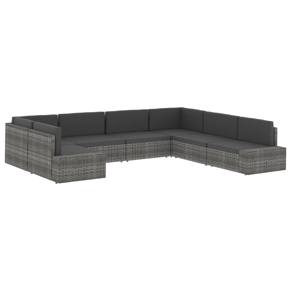 Modularna kutna sofa od poliratana s lijevim naslonom crna