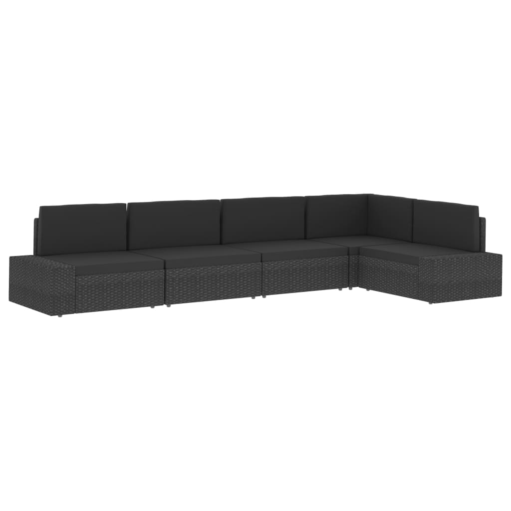 Modularna kutna sofa od poliratana s desnim naslonom crna