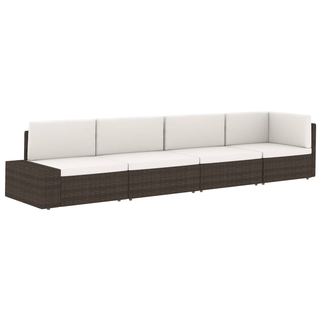 Modularna kutna sofa od poliratana s desnim naslonom crna