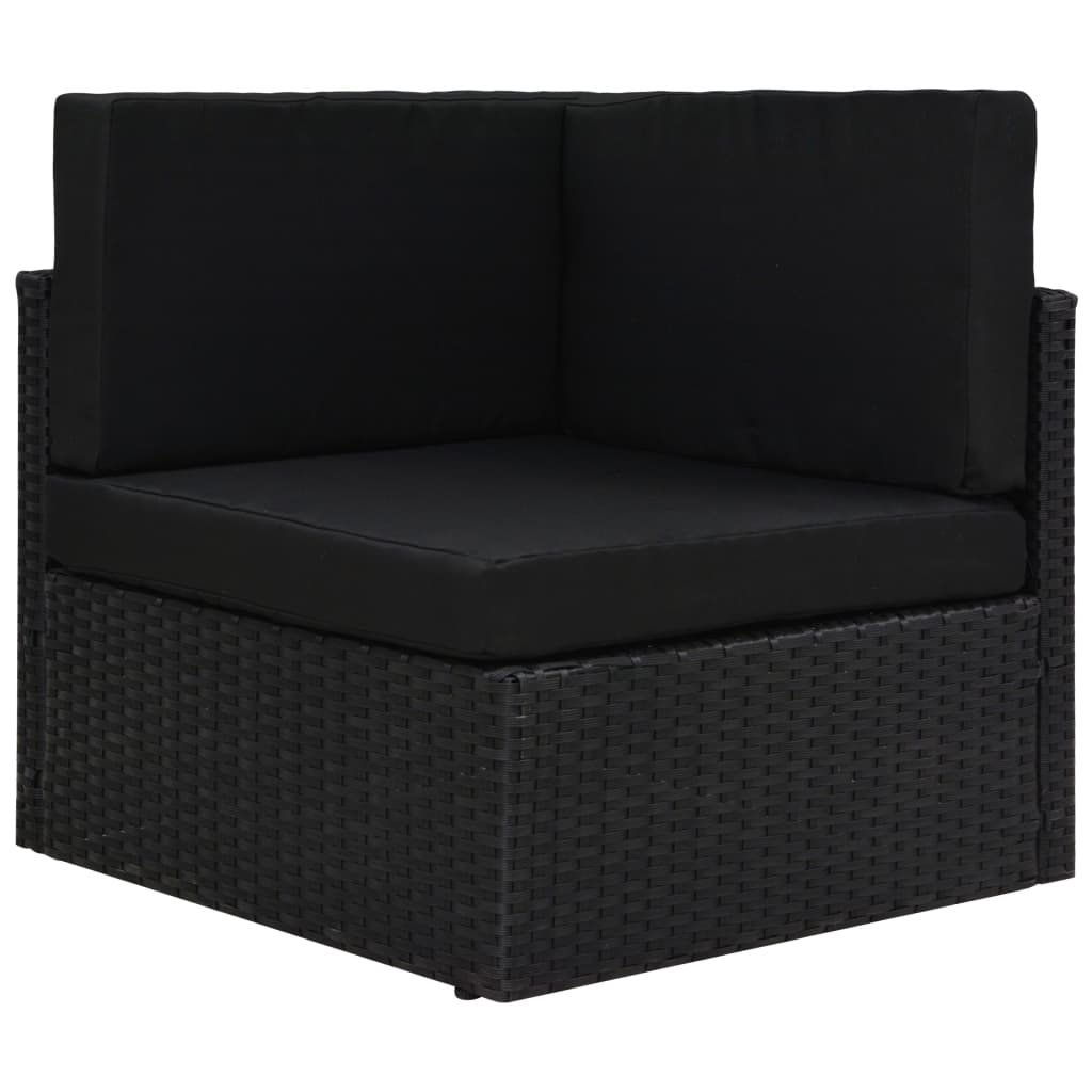 Modularna kutna sofa od poliratana crna