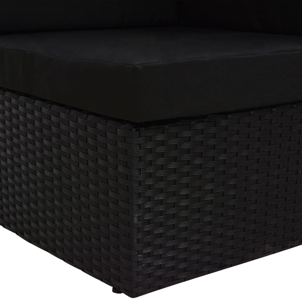 Modularna kutna sofa od poliratana crna