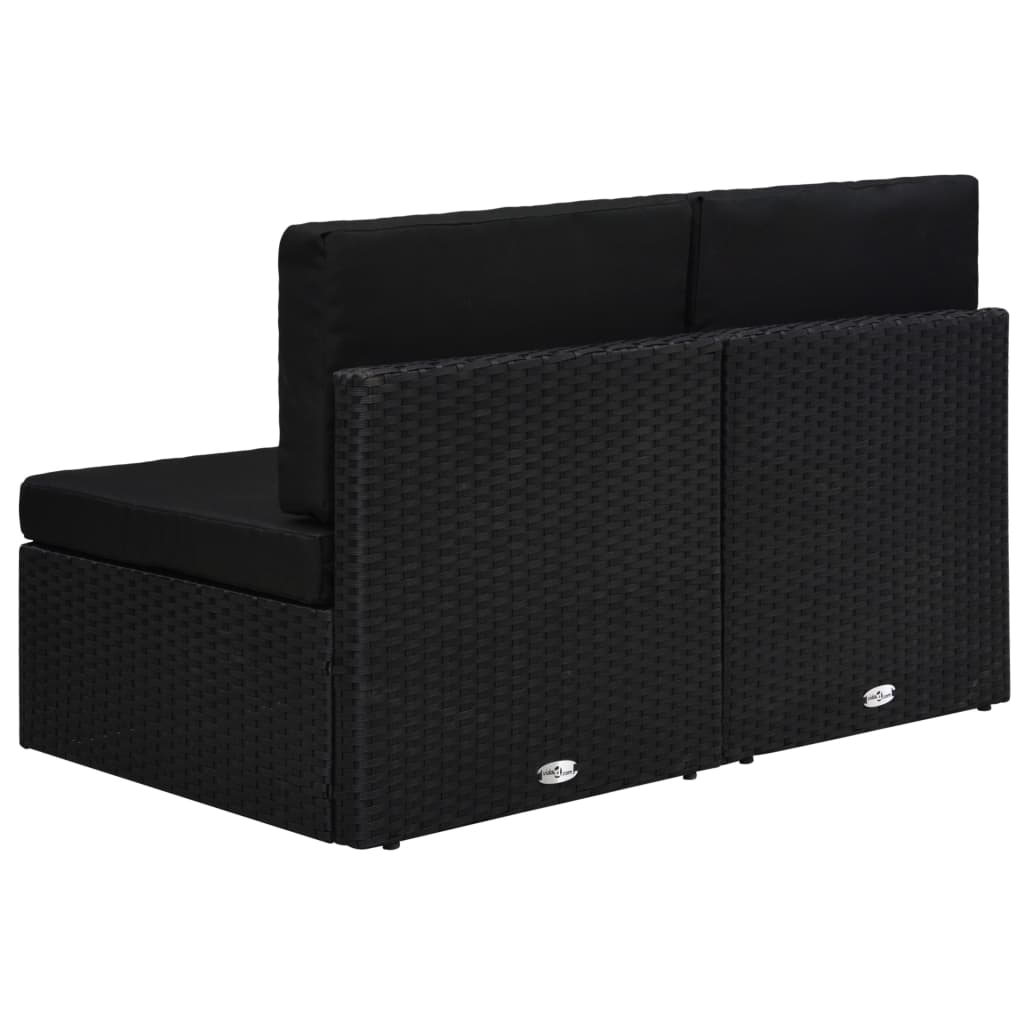 Modularni dvosjed od poliratana crni