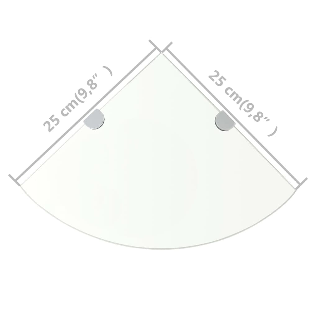 Kutne police s nosačima 2 kom staklene prozirne 25 x 25 cm
