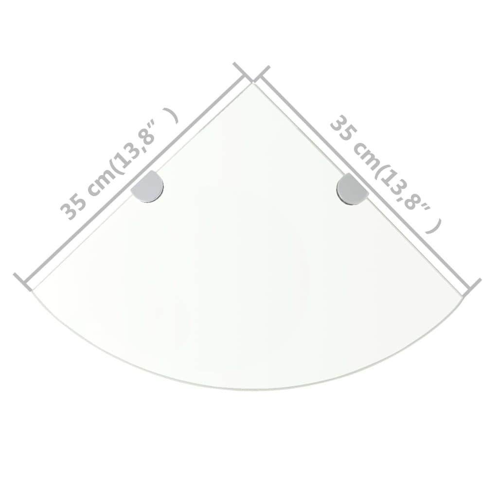 Kutne police s nosačima 2 kom staklene prozirne 35 x 35 cm