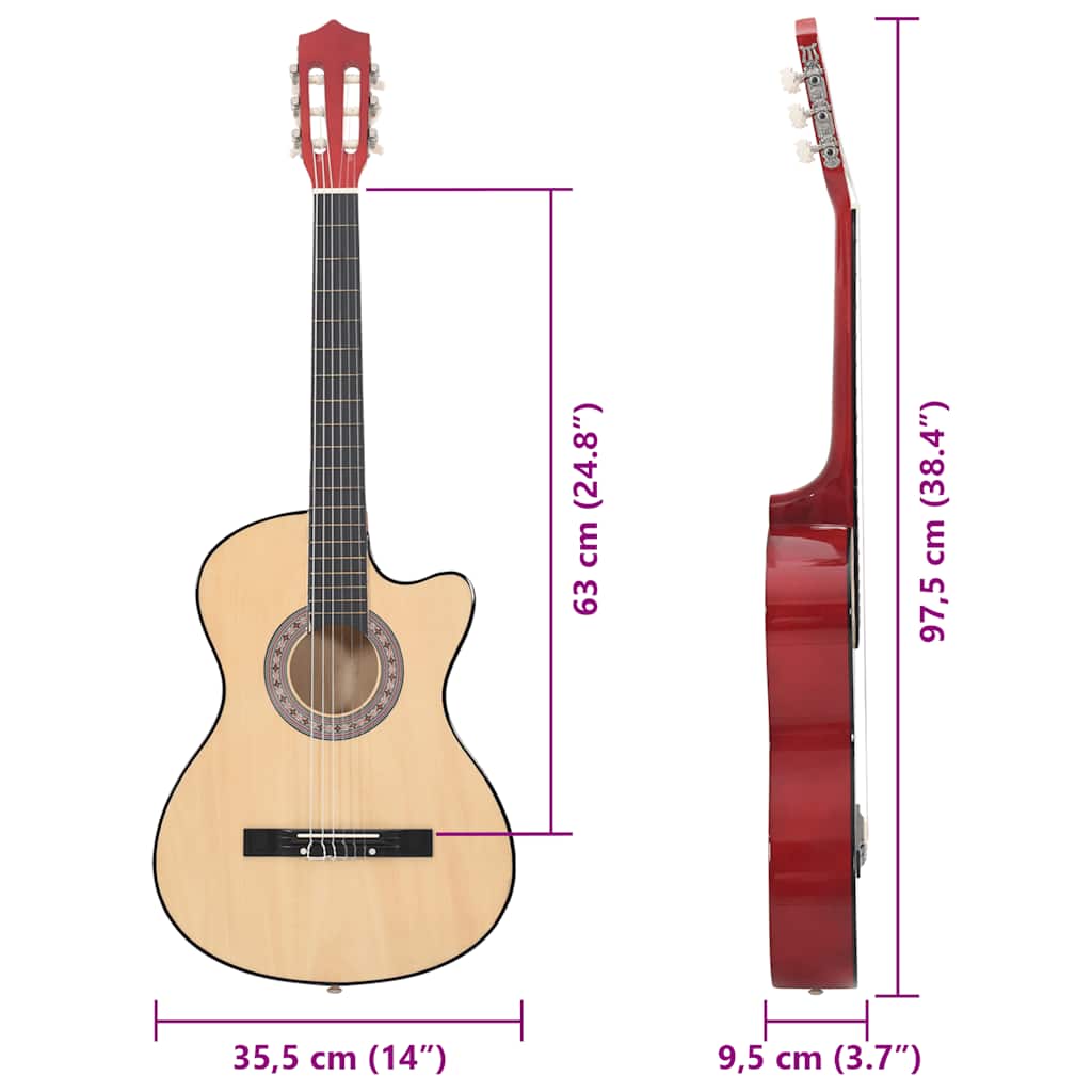 12-dijelni set akustične gitare Western s prorezom i 6 žica 38"
