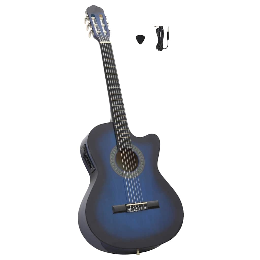 Klasična gitara Western s ujednačivačem i 6 žica plava