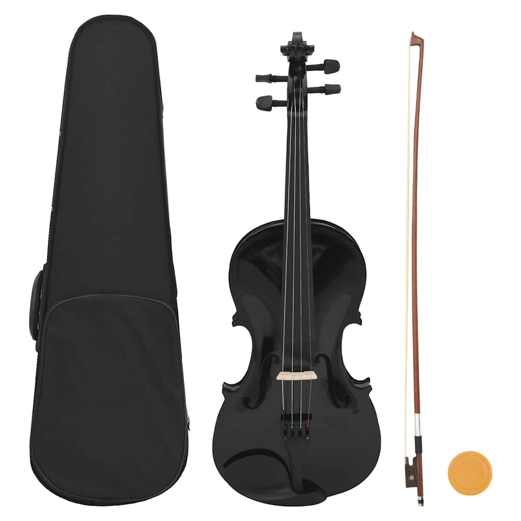 Violinski set s gudalom i podbradkom crni 4/4