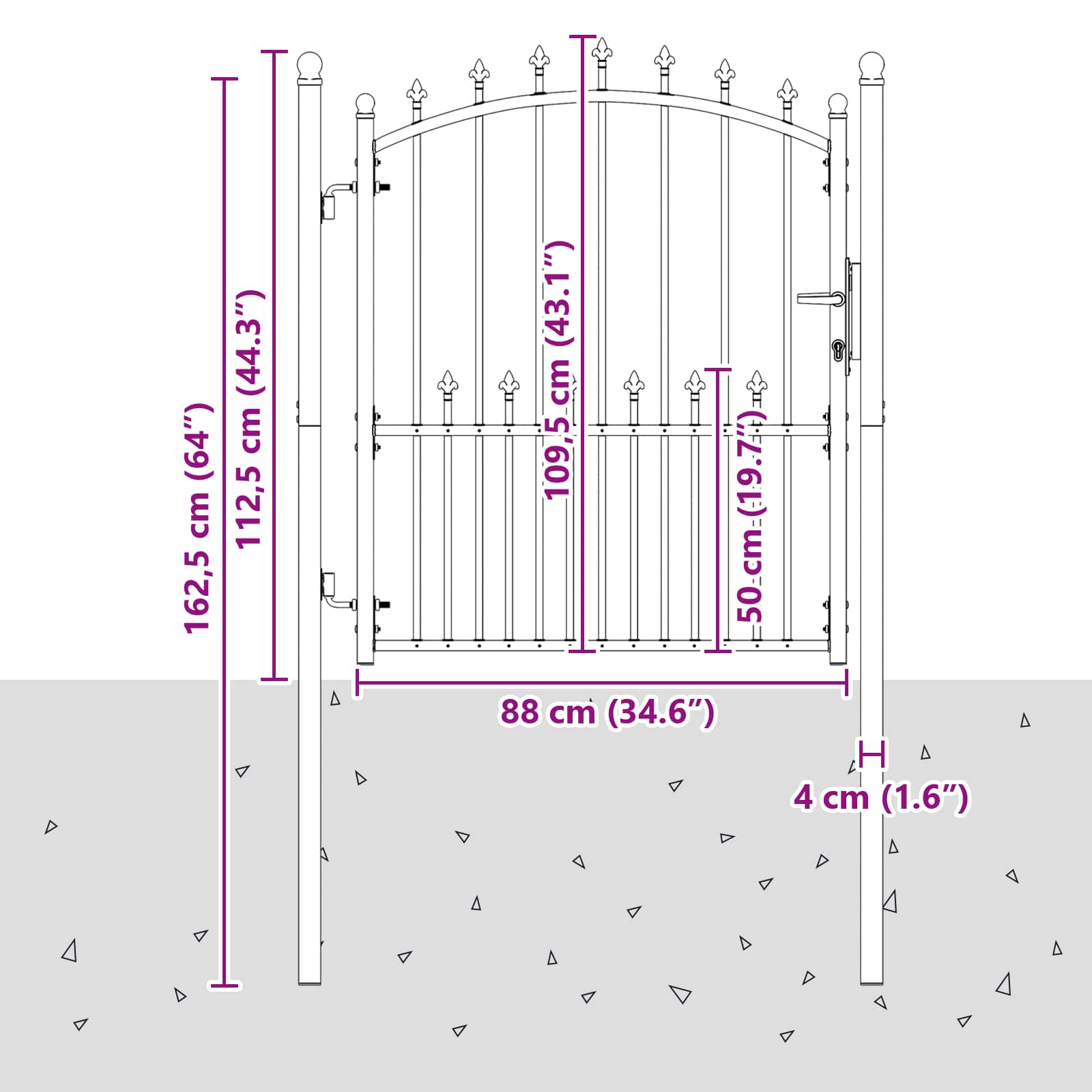 Vrata ograde s bodljama EMMEN 100 x 125 cm