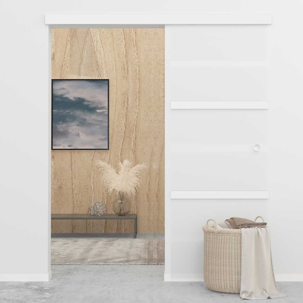 Klizna vrata od stakla ESG i aluminija 76 x 212 cm srebrna