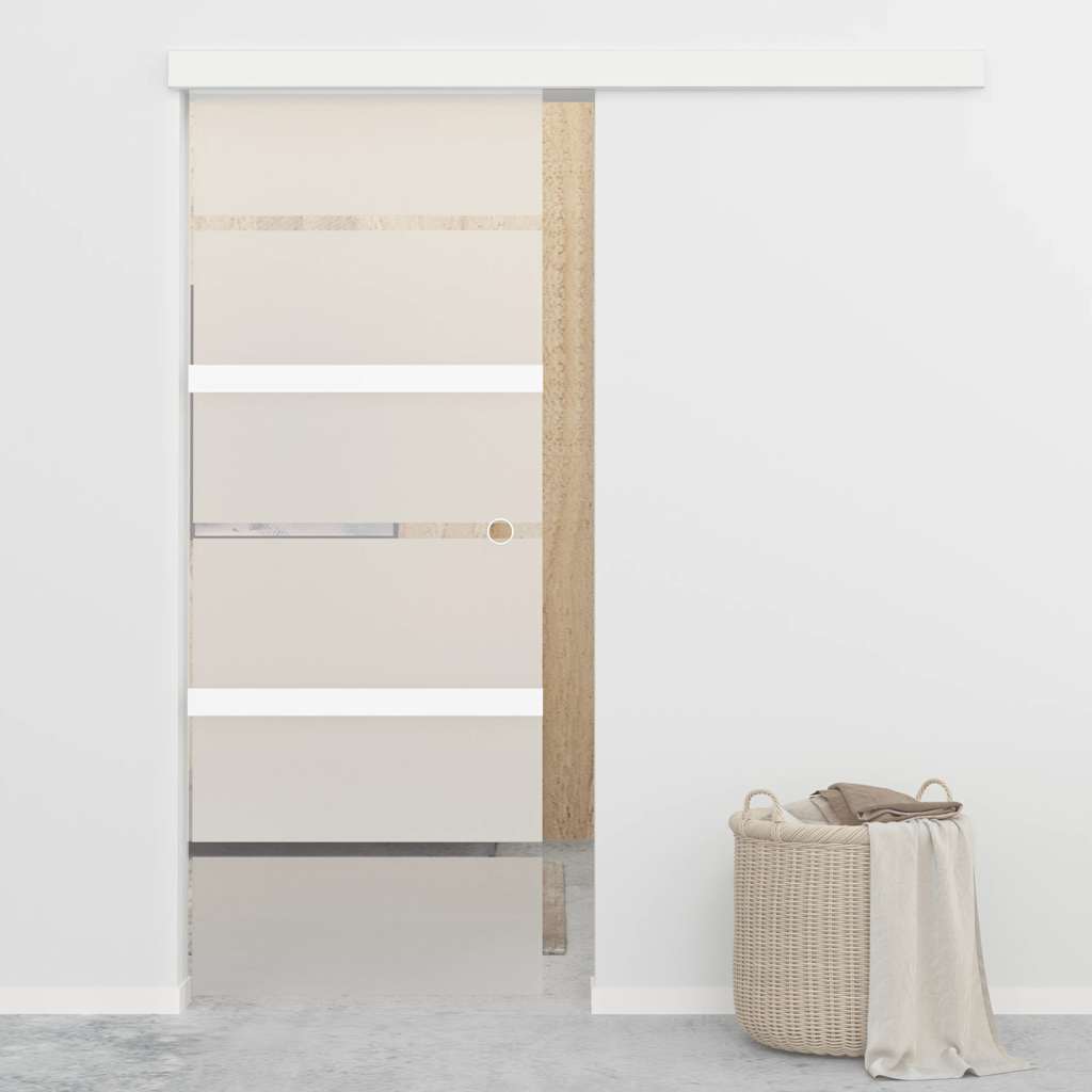 Klizna vrata od stakla ESG i aluminija 76 x 212 cm srebrna