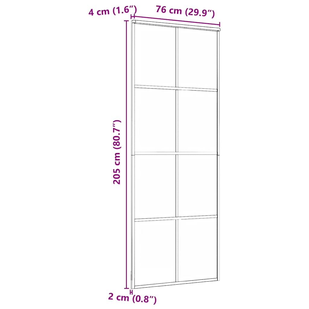 Klizna vrata od aluminija i stakla ESG 76 x 205 cm crna