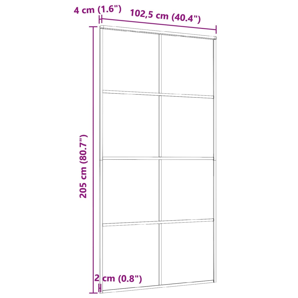 Klizna vrata od aluminija i stakla ESG 102,5 x 205 cm crna