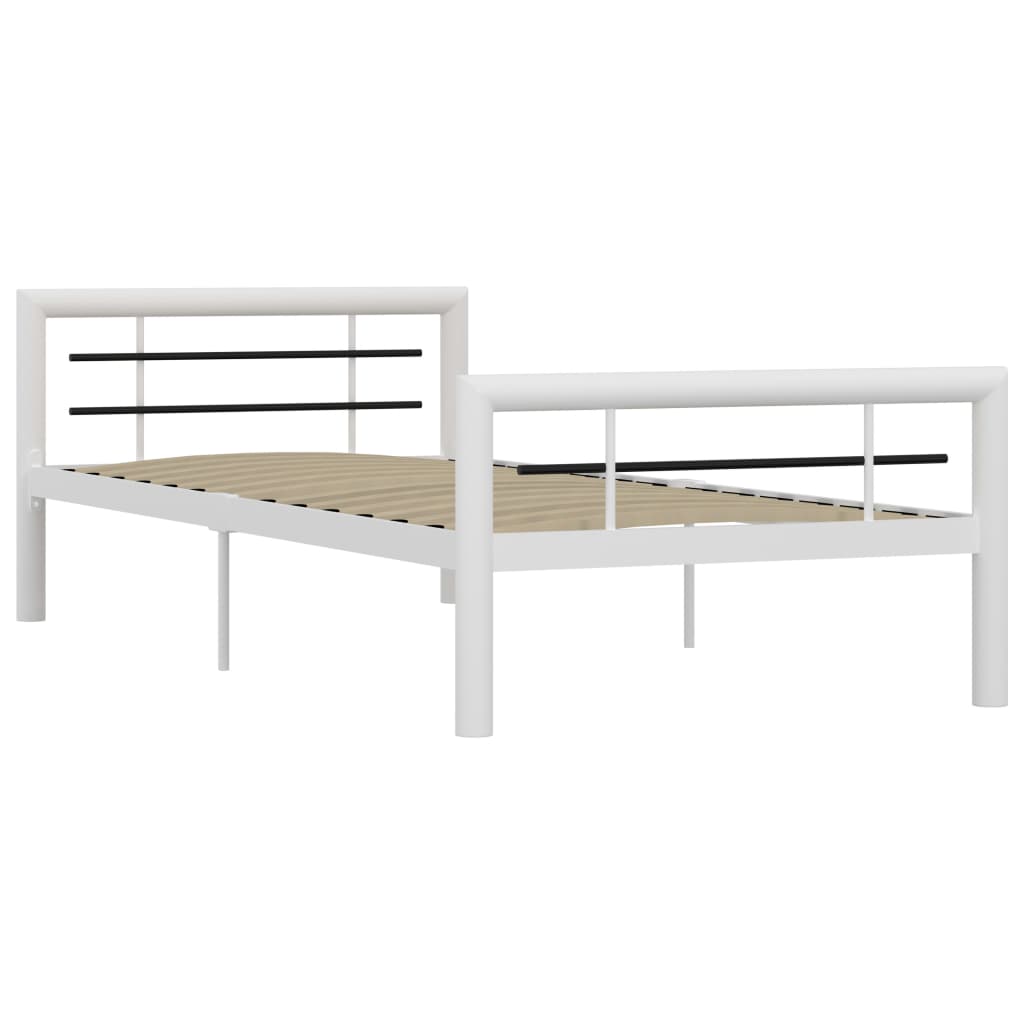 Okvir za krevet bijelo-crni metalni 100 x 200 cm