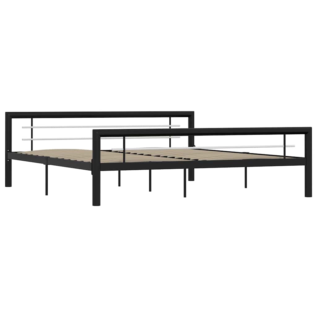 Okvir za krevet crno-bijeli metalni 180 x 200 cm
