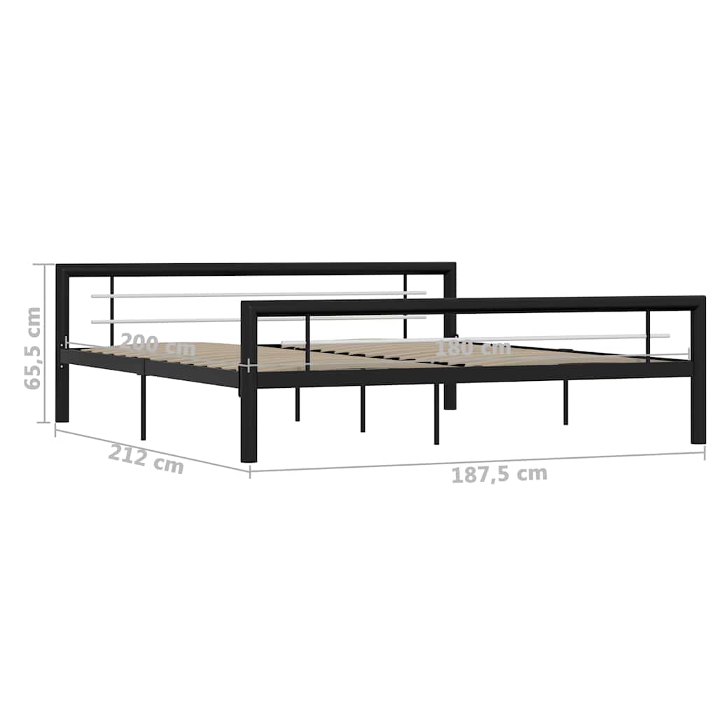 Okvir za krevet crno-bijeli metalni 180 x 200 cm