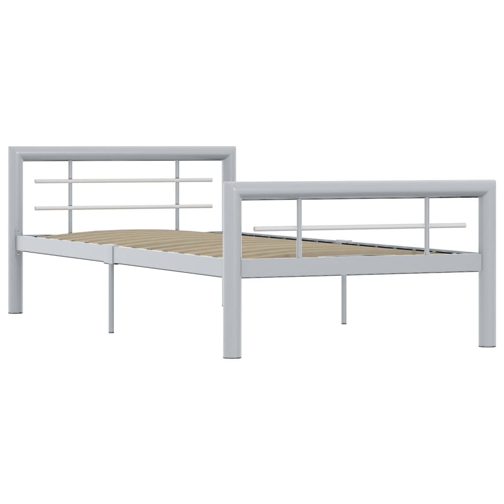Okvir za krevet sivo-bijeli metalni 90 x 200 cm