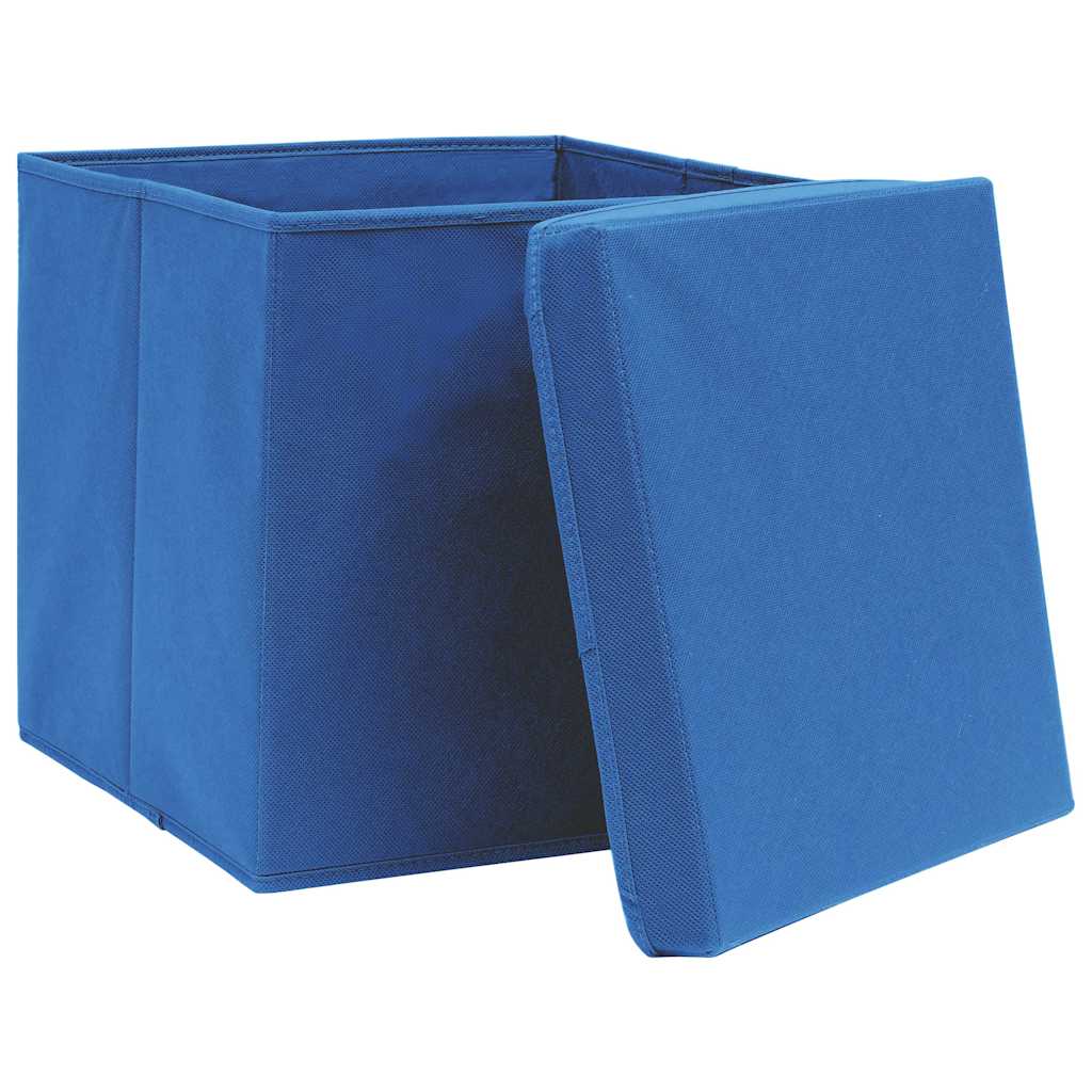 Kutije za pohranu s poklopcima 4 kom plave 32x32x32 cm tkanina