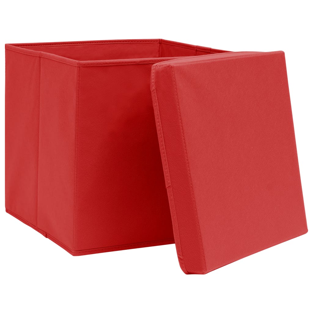 Kutije za pohranu i poklopci 10 kom crvene 32x32x32 cm tkanina