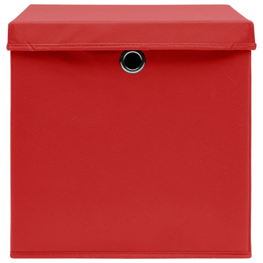 Kutije za pohranu i poklopci 10 kom crvene 32x32x32 cm tkanina