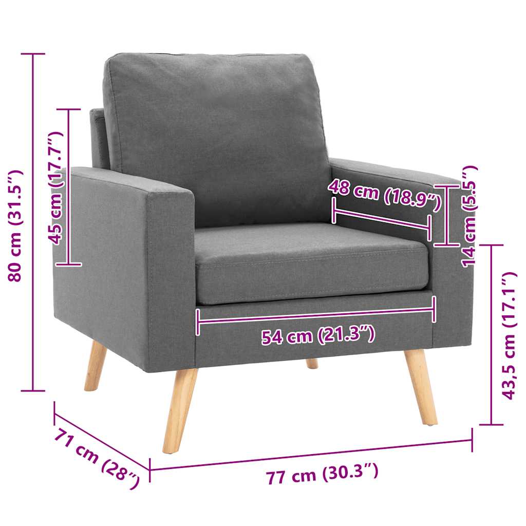 Fotelja od tkanine svjetlosiva