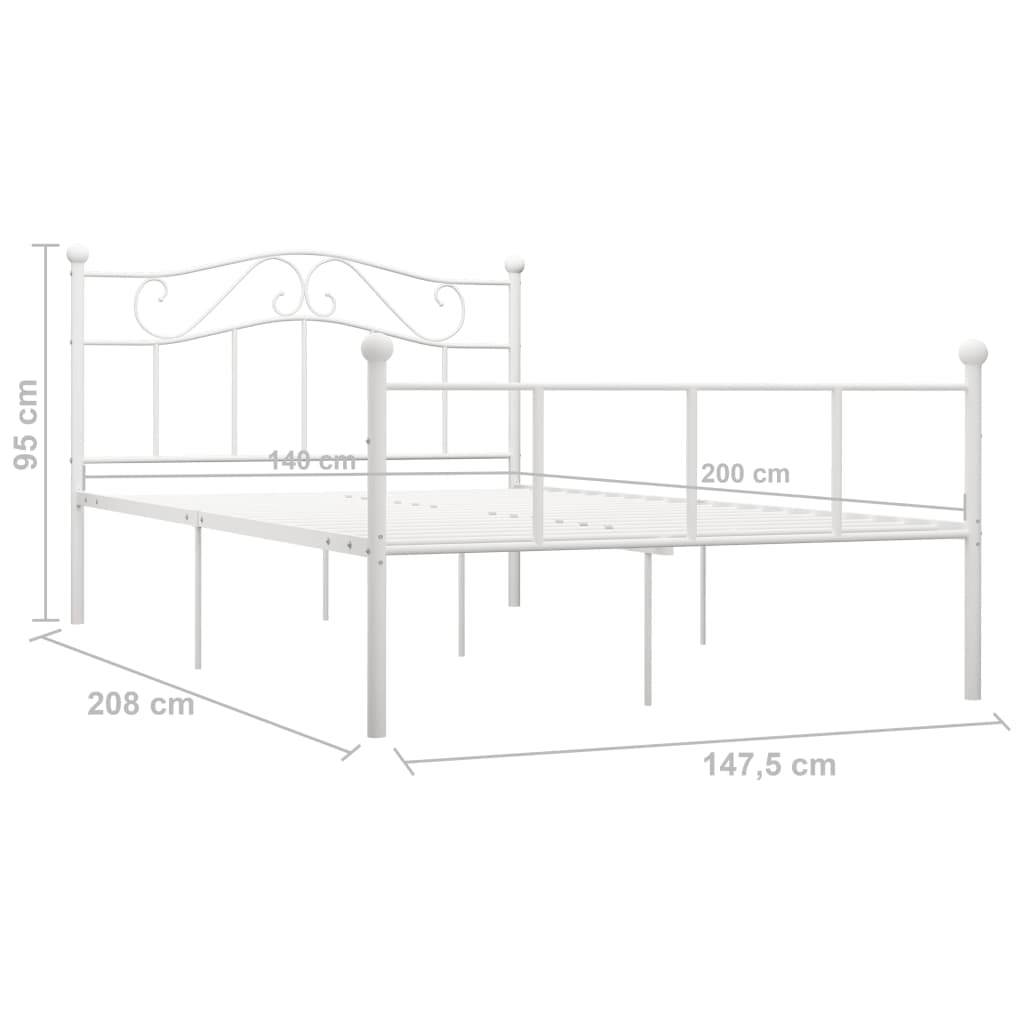 Okvir za krevet bijeli metalni 140 x 200 cm