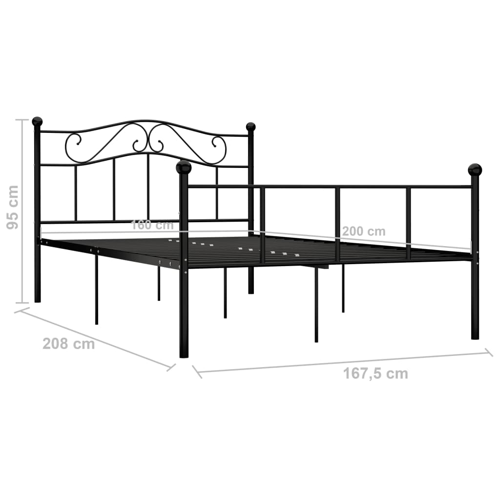 Okvir za krevet crni metalni 160 x 200 cm