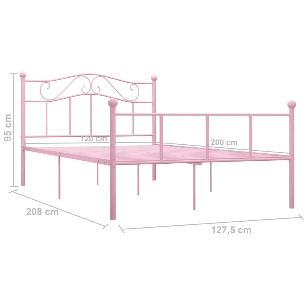 Okvir za krevet ružičasti metalni 120 x 200 cm