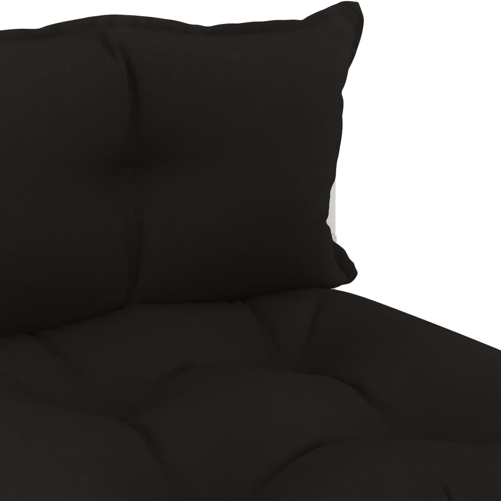 Srednja vrtna sofa od paleta s crnim jastucima drvena