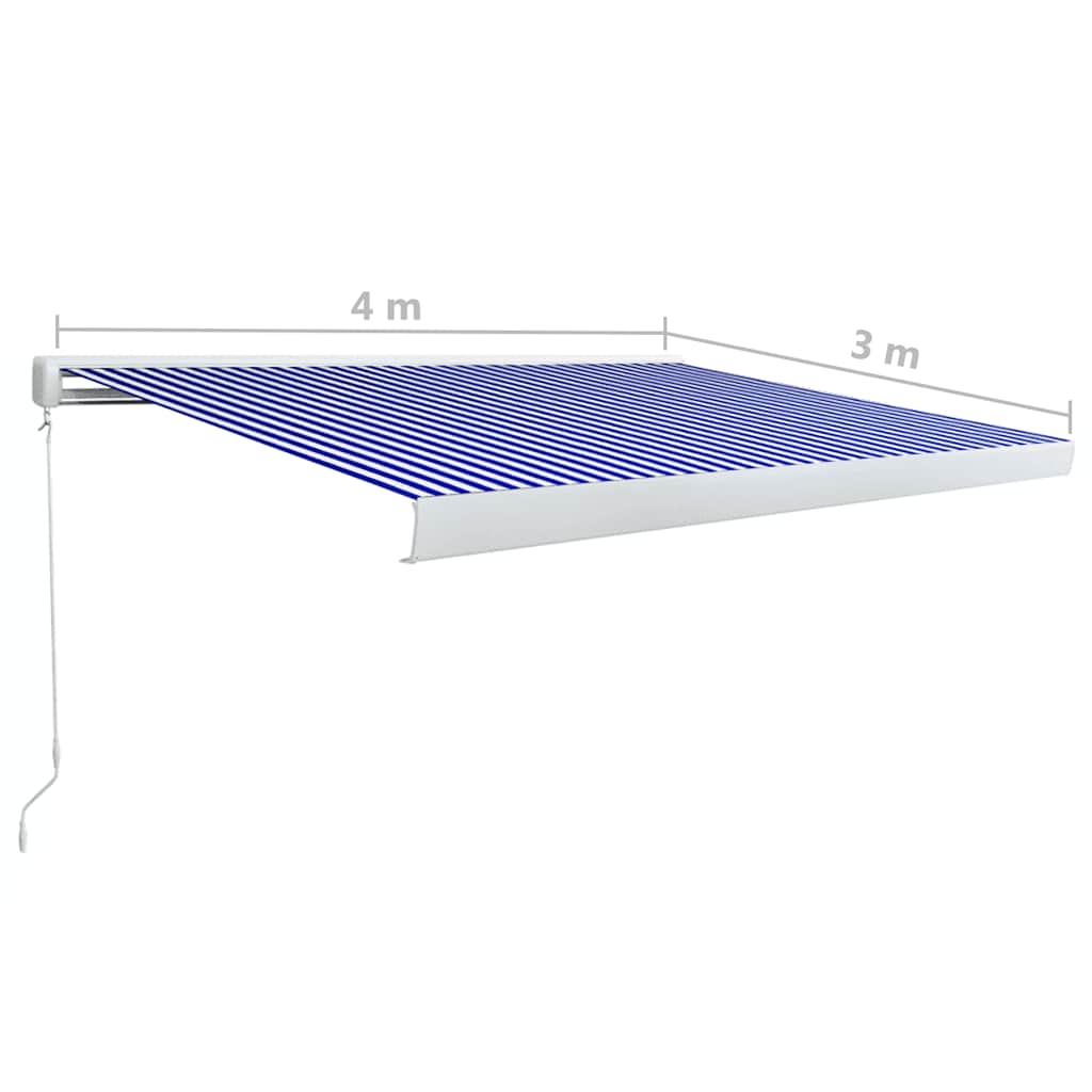 Kazetna tenda na ručno uvlačenje 400 x 300 cm plavo-bijela