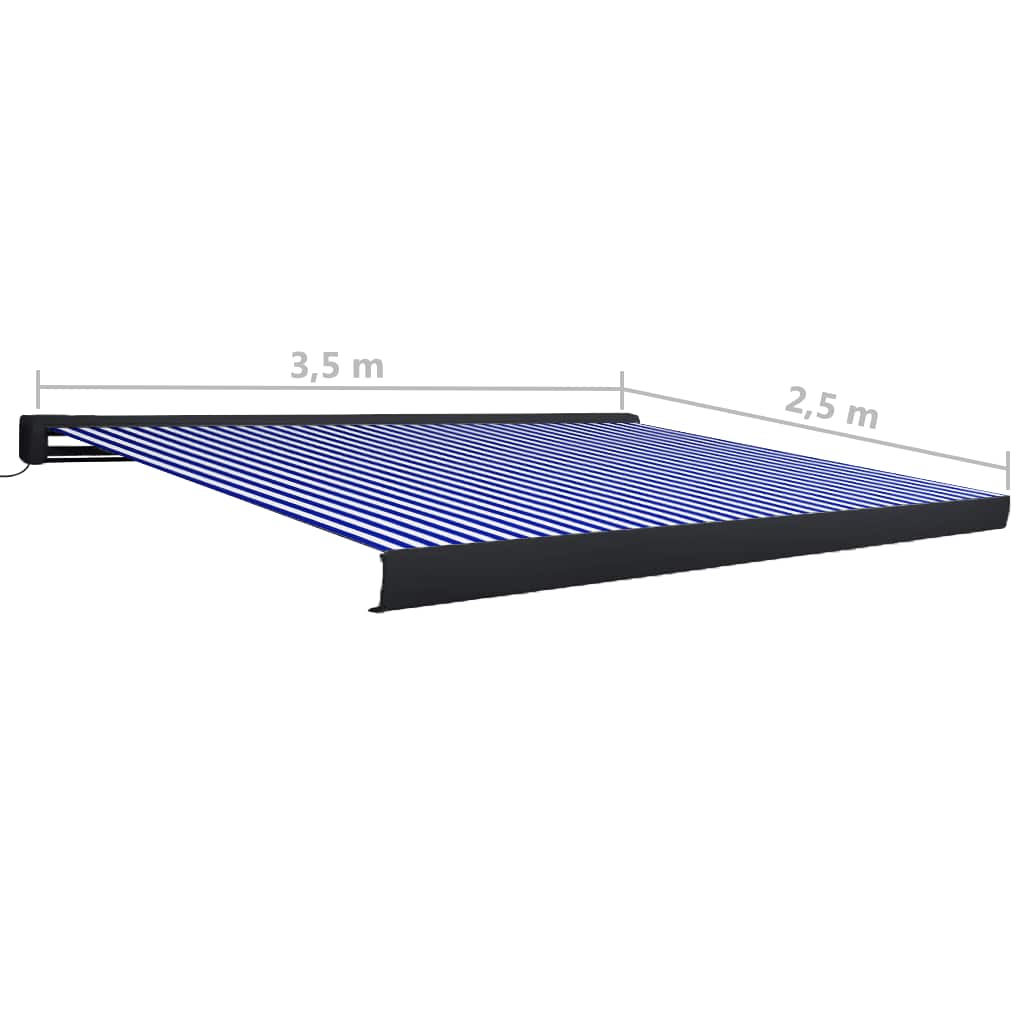 Motorizirana kazetna tenda 350 x 250 cm plavo-bijela
