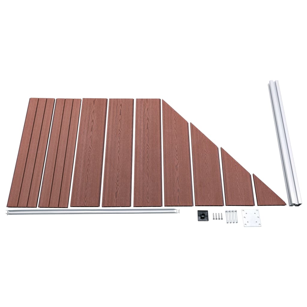Set WPC ograda 2 kvadratne + 1 kosa 446 x 186 cm smeđi