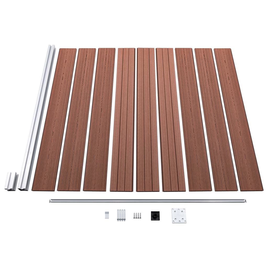 Set WPC ograda 4 kvadratne + 1 kosa 792 x 186 cm smeđi