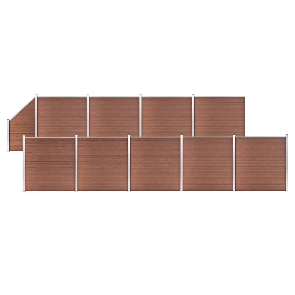 Set WPC ograda 9 kvadratnih + 1 kosa 1657 x 186 cm smeđi