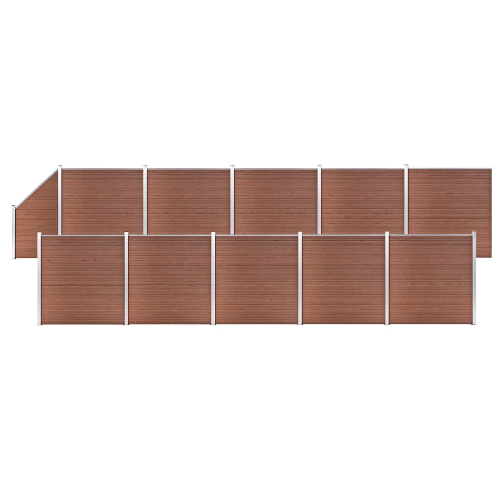 Set WPC ograda 10 kvadratnih + 1 kosa 1830 x 186 cm smeđi