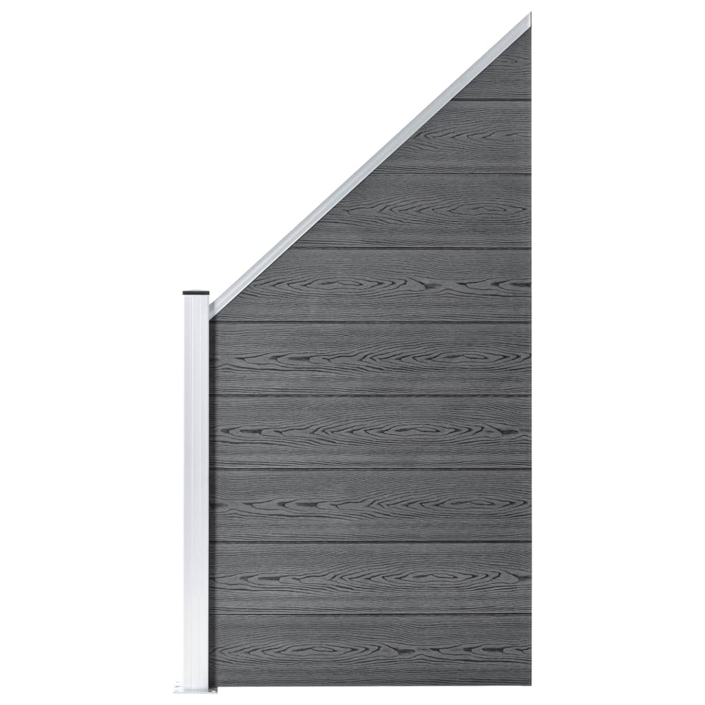 Set WPC ograda 2 kvadratne + 1 kosa 446 x 186 cm sivi