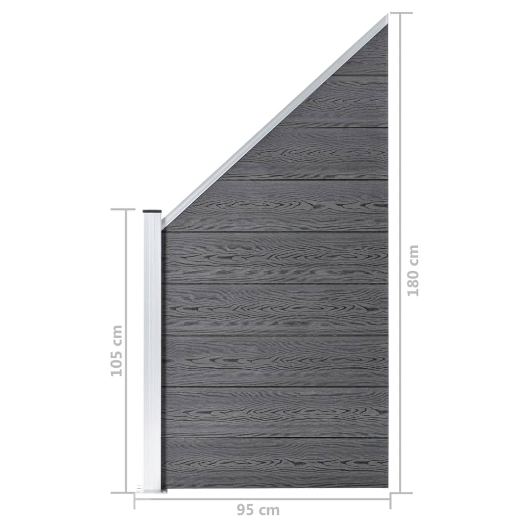 Set WPC ograda 4 kvadratne + 1 kosa 792 x 186 cm sivi