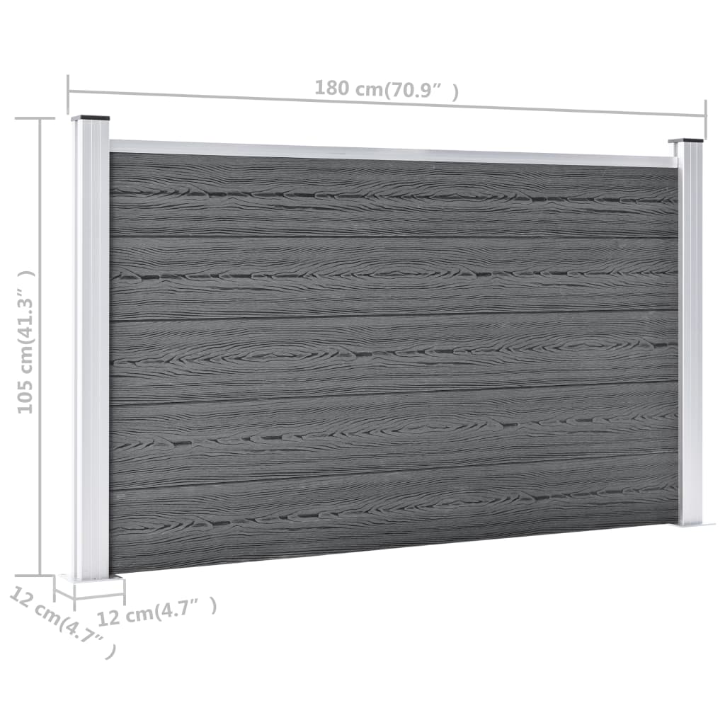 Vrtna ograda od WPC-a 353 x 106 cm siva