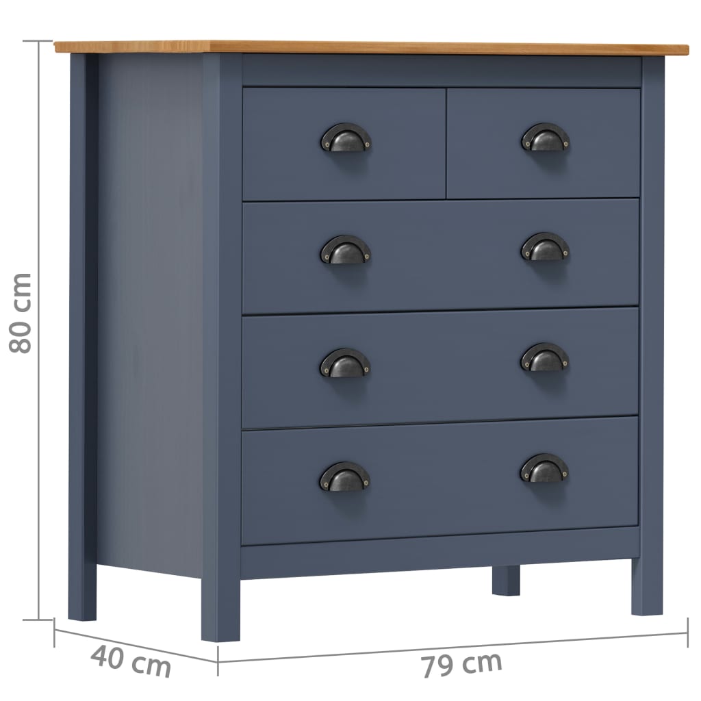 Komoda Hill siva 79 x 40 x 80 cm od masivne borovine