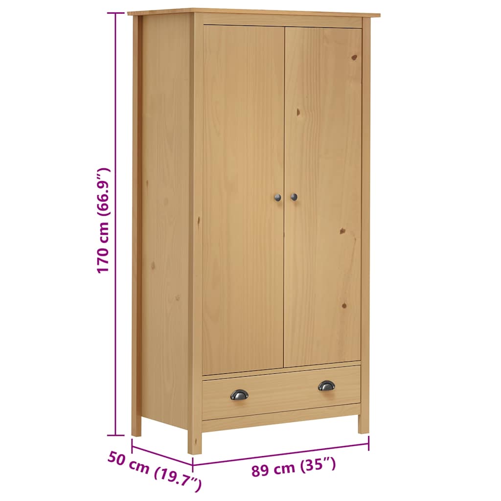 Dvokrilni ormar Hill 89 x 50 x 170 cm od masivne borovine